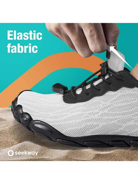 ?Men\'s White/Black Spandex Low Top Quick Dry Comfortable Lace up Shoes main image 6